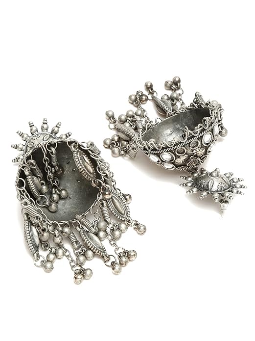 Oxidised Silver Jhumka Earrings